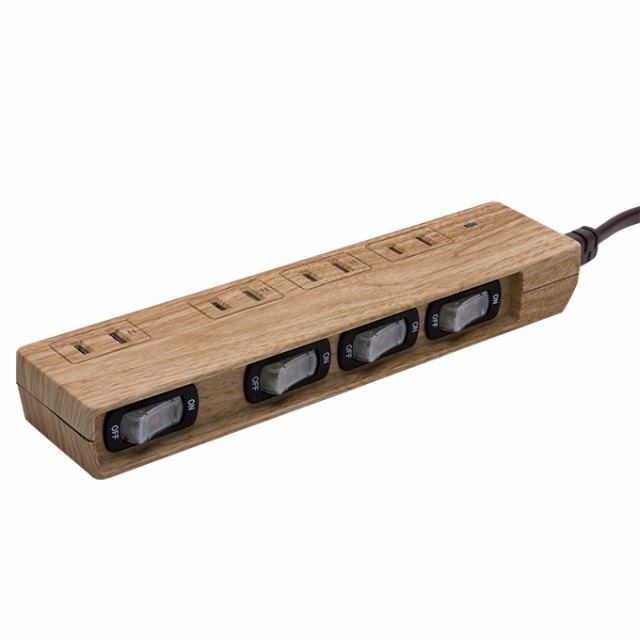 NATURAL WOOD TAP AC4個 スイッチ付 電源タップ 543520506
